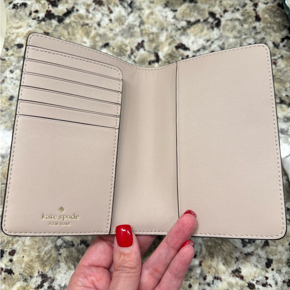Kate Spade Glitter Passport Holder Rose Gold